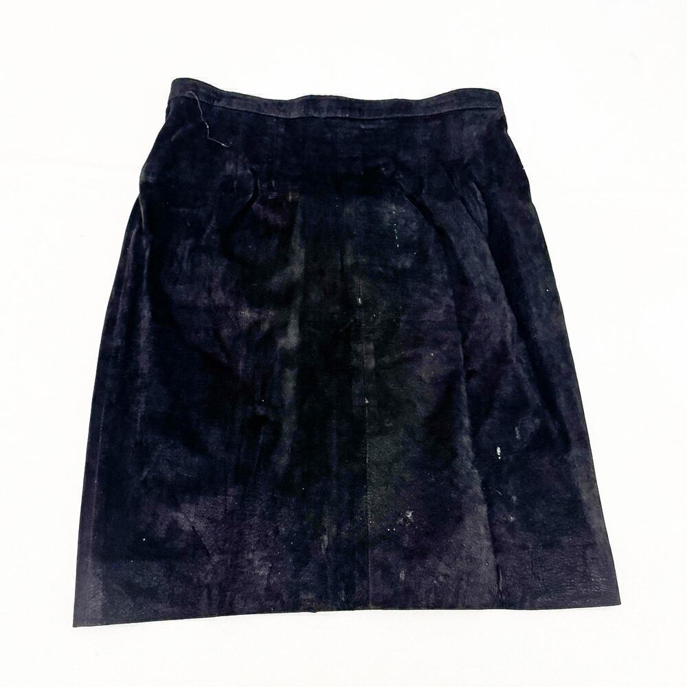 Pia Rucci Black Suede Leather Straight Pencil Skirt Back Slit Size 12